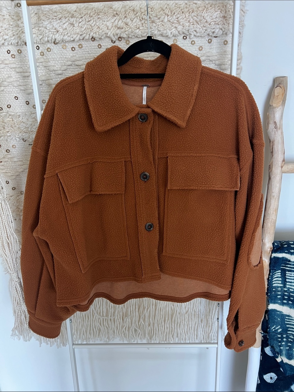Free people cropped Sherpa/fleece jacket - Picture 2 of 4